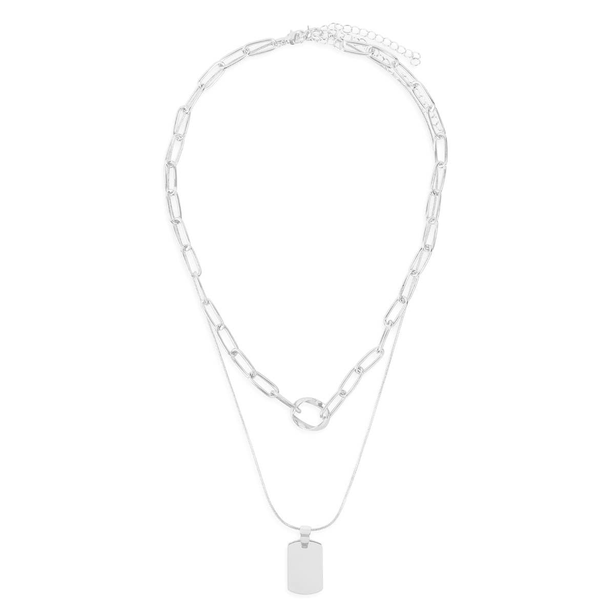 MYS Wholesale Inc - Wholesale Pendant/Charm Necklace - Blank Dog Tag With Layered Chain Necklace7