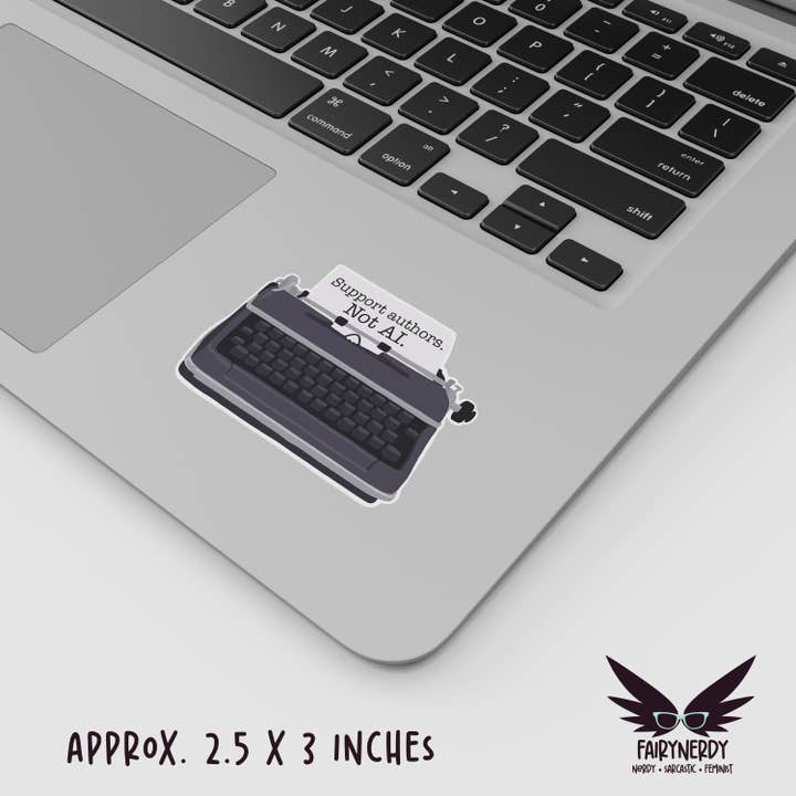 FairyNerdy - Wholesale Phone & Laptop Stickers - Support Authors Not AI Typewriter Vinyl Sticker1