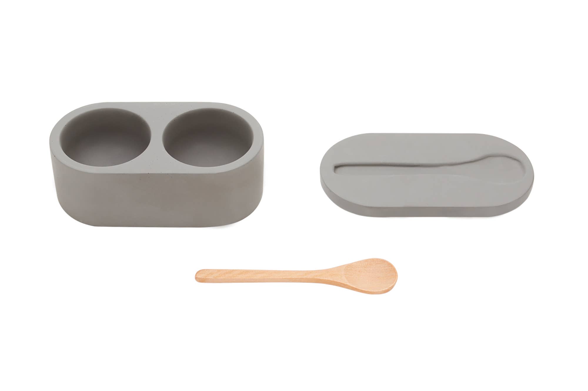 Fox Run Brands - Wholesale Salt Mill - Fox Run Cement Salt Cellar with Spoon, Grey,3"x 3.5"x 6.25"4