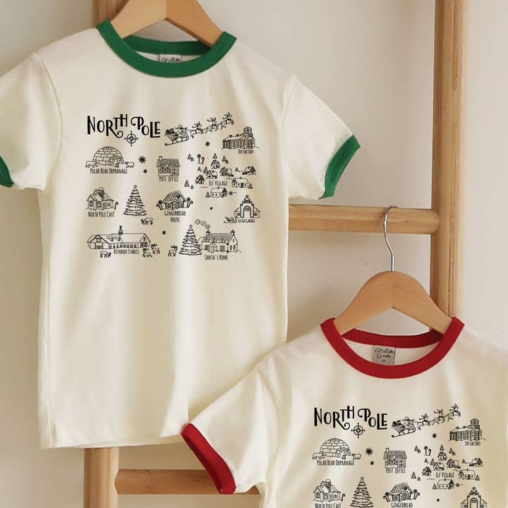 NORTH POLE MAP Toddler Unisex Ringer Top  and other Purchase Wholesale toddler ringer tee. Free Returns & Net 60 Terms on Faire trending on Faire.