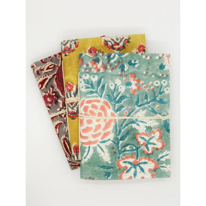 Nayda Diaries - Vente Blocs-notes - Carnet de notes vert d’eau block print indien