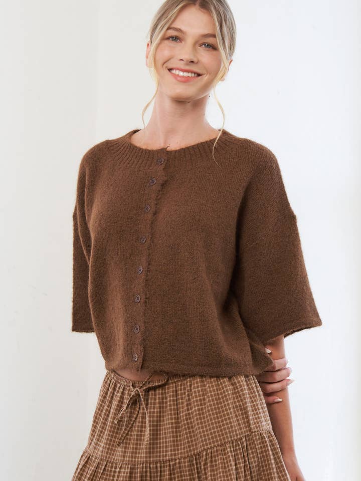 CANDESCENT - Wholesale Cardigan - Women's - Cropped Boxy Soft Knit Cardigan - LOU CARDIGAN8