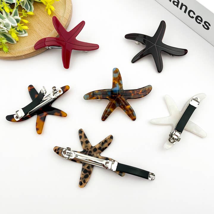 TheDivaSoap - Wholesale Hair Clip - Women's - Acetate Starfish Hair Clip, Ocean-Inspired Side Clip
