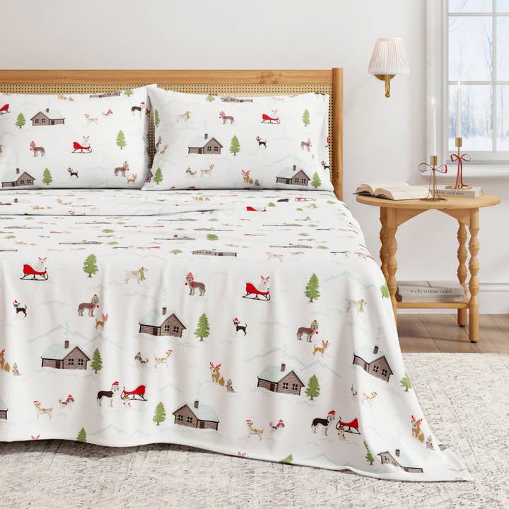 4-Piece Turkish Cotton Christmas Flannel Sheet - Whittaker Collection for wholesale by BH Collective