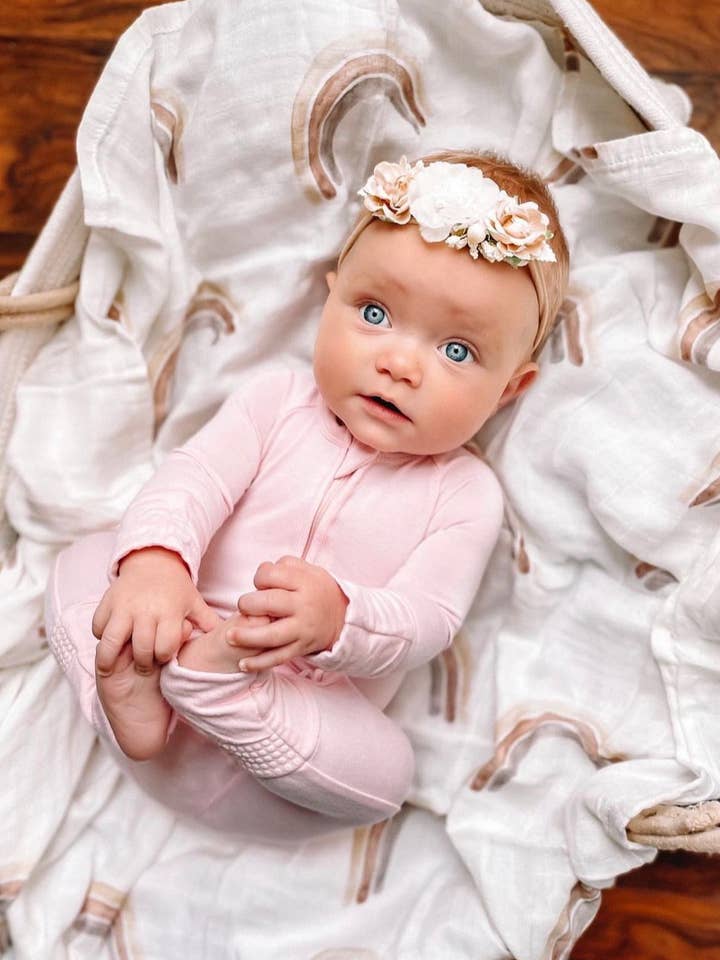 Bamboo Convertible Romper in Pink Sand for wholesale by Dreamy Skies Baby