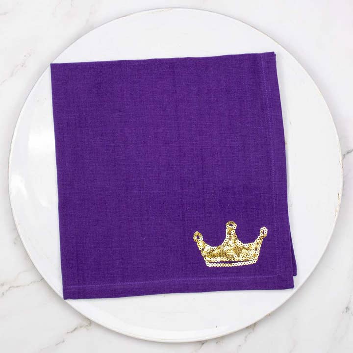Victoria Crown Napkin Purple/Gold 18x18 for wholesale by The Royal Standard