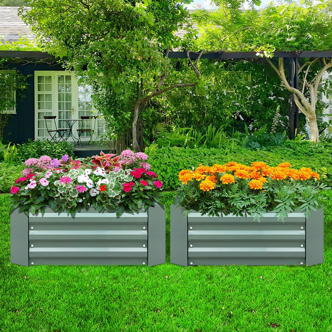SOGA International Pty Ltd - Wholesale Planter Box - 90cm Rectangle Galvanized Raised Garden Bed Green2