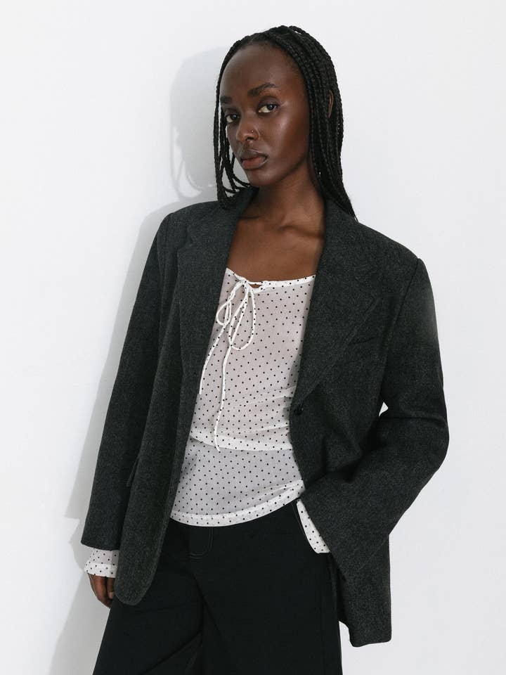 Retro Polka Dot Sheer Acetate Mesh Top for wholesale by CUBIC