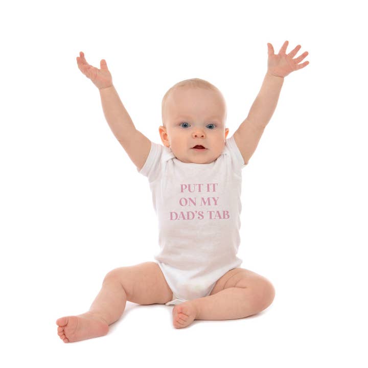 Toss Designs - Wholesale Bodysuit (Non-Footed) - Baby - Baby Onesie - Put it on my Dad's Tab (Pink)