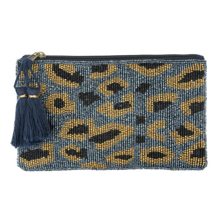 Canyon Blue Beaded Pouch for wholesale by Ashiana London