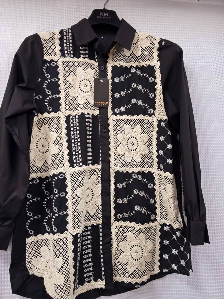 Kurt Muller - Wholesale Button Down Shirt - Women's - Sunflower Anglais Crochet Cotton Pure Shirt