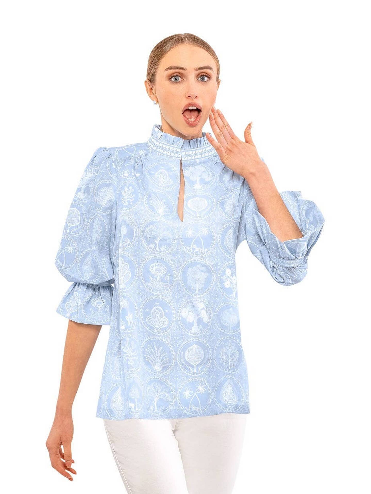 Gretchen Scott LLC – wholesale Tunic – Women’s – Ruffleneck Tunic - Circle of Love