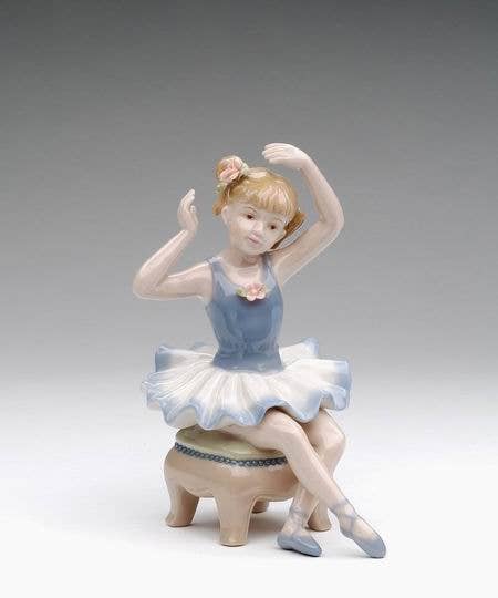Nutcracker Ballet Gifts - Vente Figurine décorative - Figurine ballerine en porcelaine en robe bleue assise sur chaise