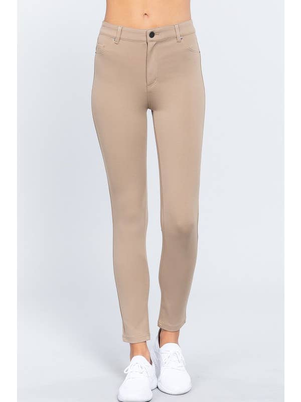 Active Basic | Active USA - Wholesale Pants - Women's - 5-pockets Shape Skinny Ponte Mid-rise Pants
