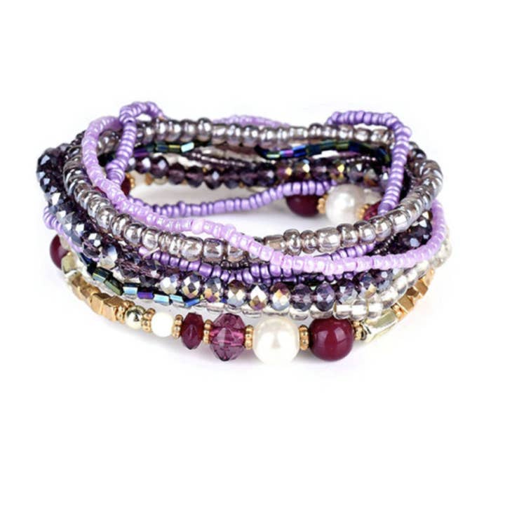 Purple Stretchy Bracelet Set for wholesale by Kate Tuesday Jewelry