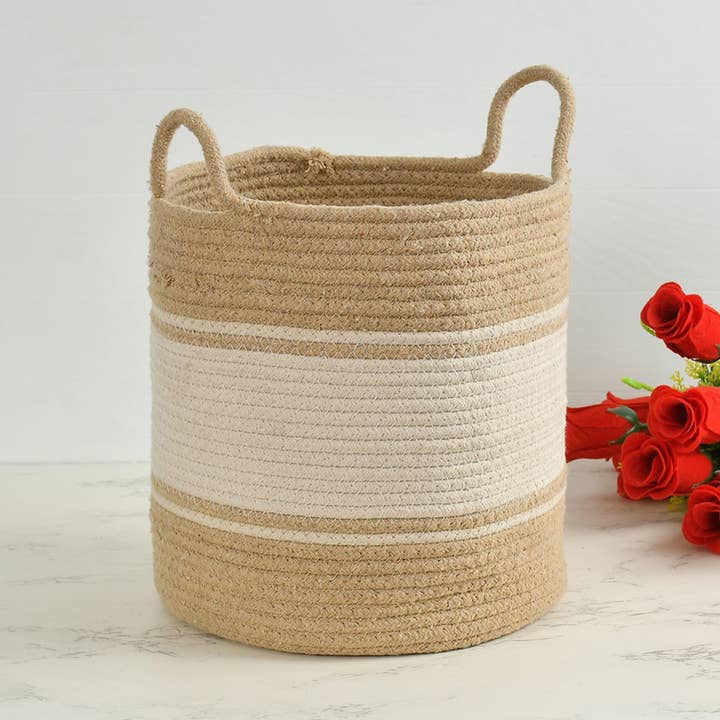 Panier en corde de coton/jute, 8 po pour la vente par Kudrati LLC