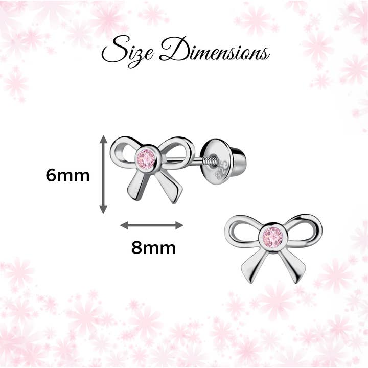 Cherished Moments - Wholesale Earrings - Kids - Girls Sterling Silver Pink Bow Screw Back Earrings for Kids3