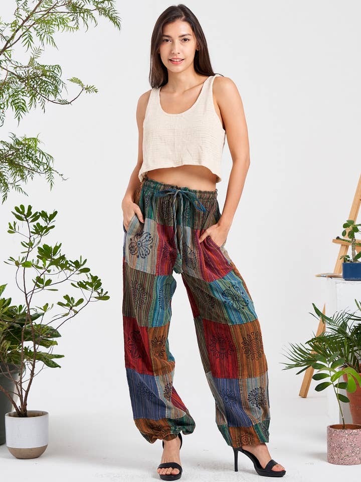 Multi-patch Pants (KT-1410) for wholesale by Kathmandu Imports