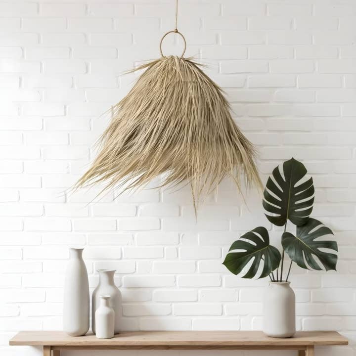 High crafty - Wholesale Lamp Shade - Natural Palm Leaf Light Shade – Handwoven Moroccan Pendant
