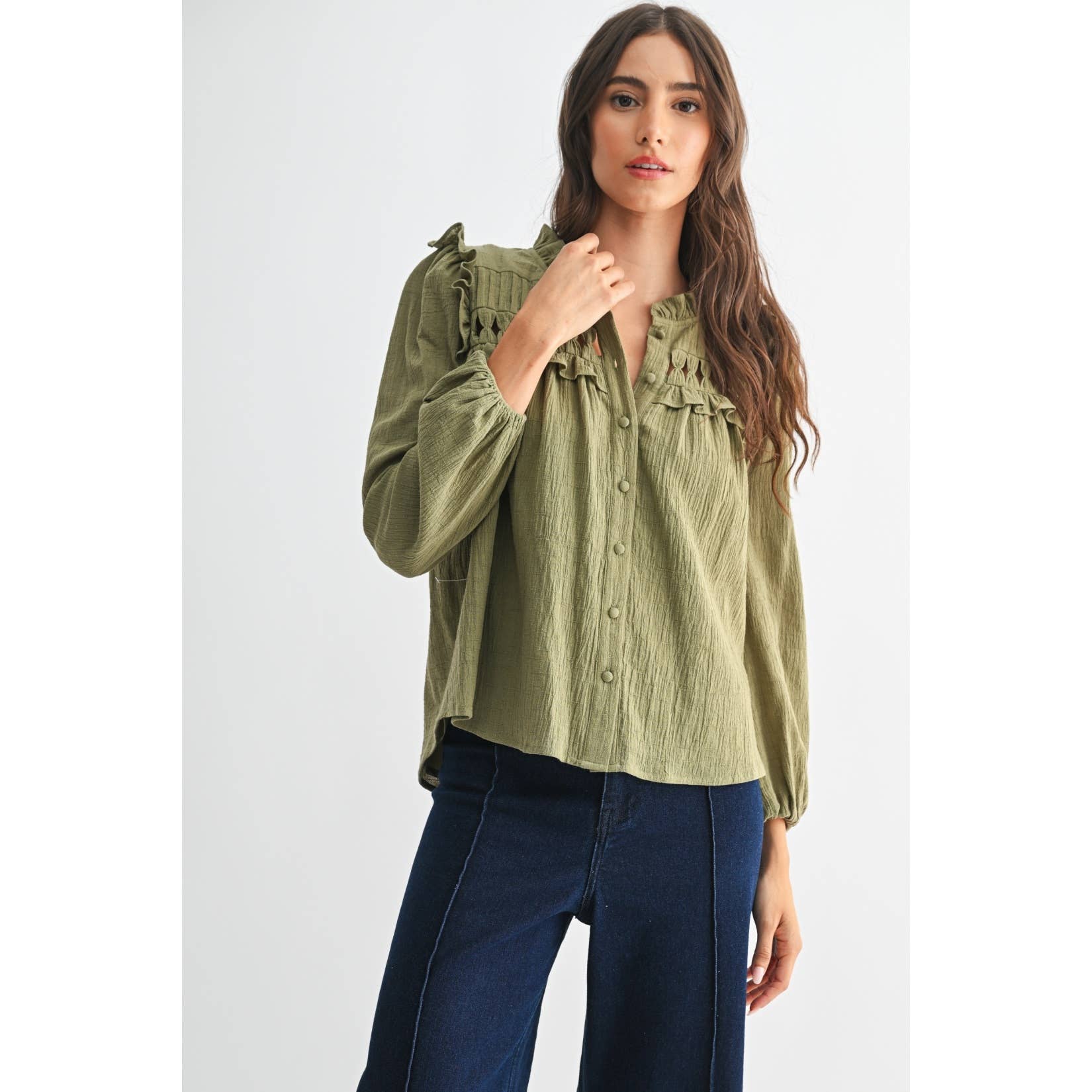 Camellia - Vente Chemisier – femme - BLOUSE AVEC DÉTAILS VOLANTÉS1