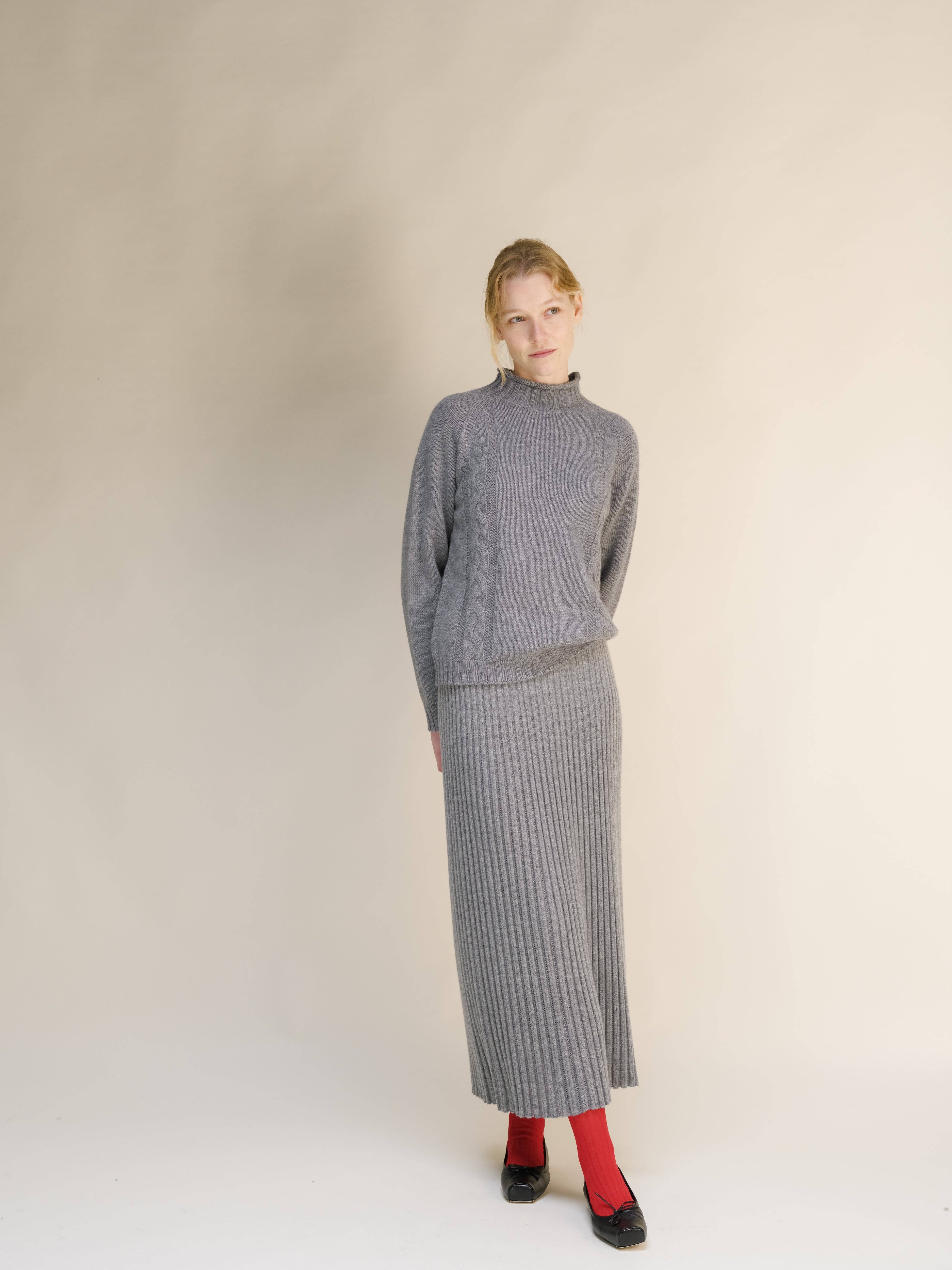 Lèmme - Vente Jupe – femme - Jupe perforée en mélange de cachemire tricotée en 3D1