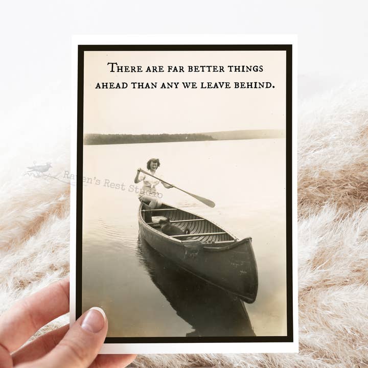 Vintage Style Encouragement Card. Far Better Things Ahead. for wholesale by Raven's Rest Studio
