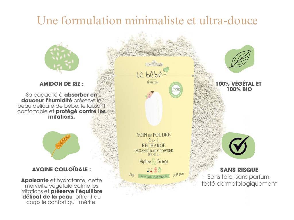 Bijin - Wholesale Talcum Powder - Baby - Organic 2-in-1 baby powder care without talc - bulk sachet0