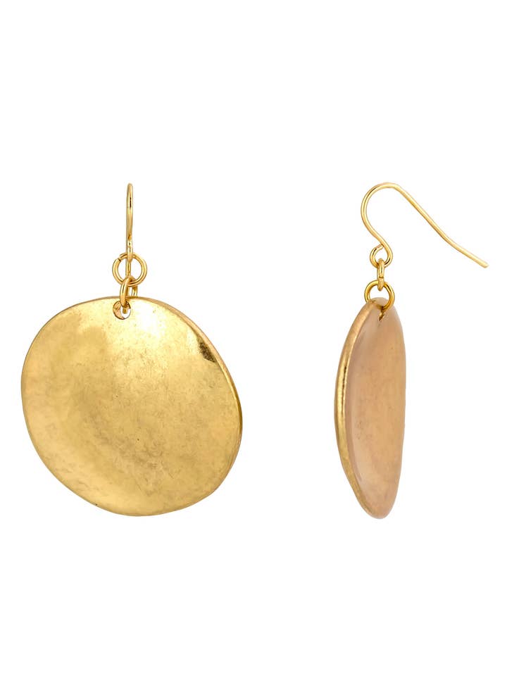 Dauplaise Jewelry - Gold-Tone Casual Metals Disc Drop Earrings for wholesale by caroldauplaisejewelry
