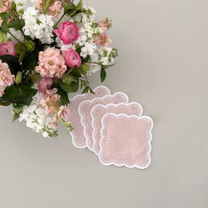 Don Lino – wholesale Dinner & cloth napkin – Scalloped cocktail napkins, set of 41