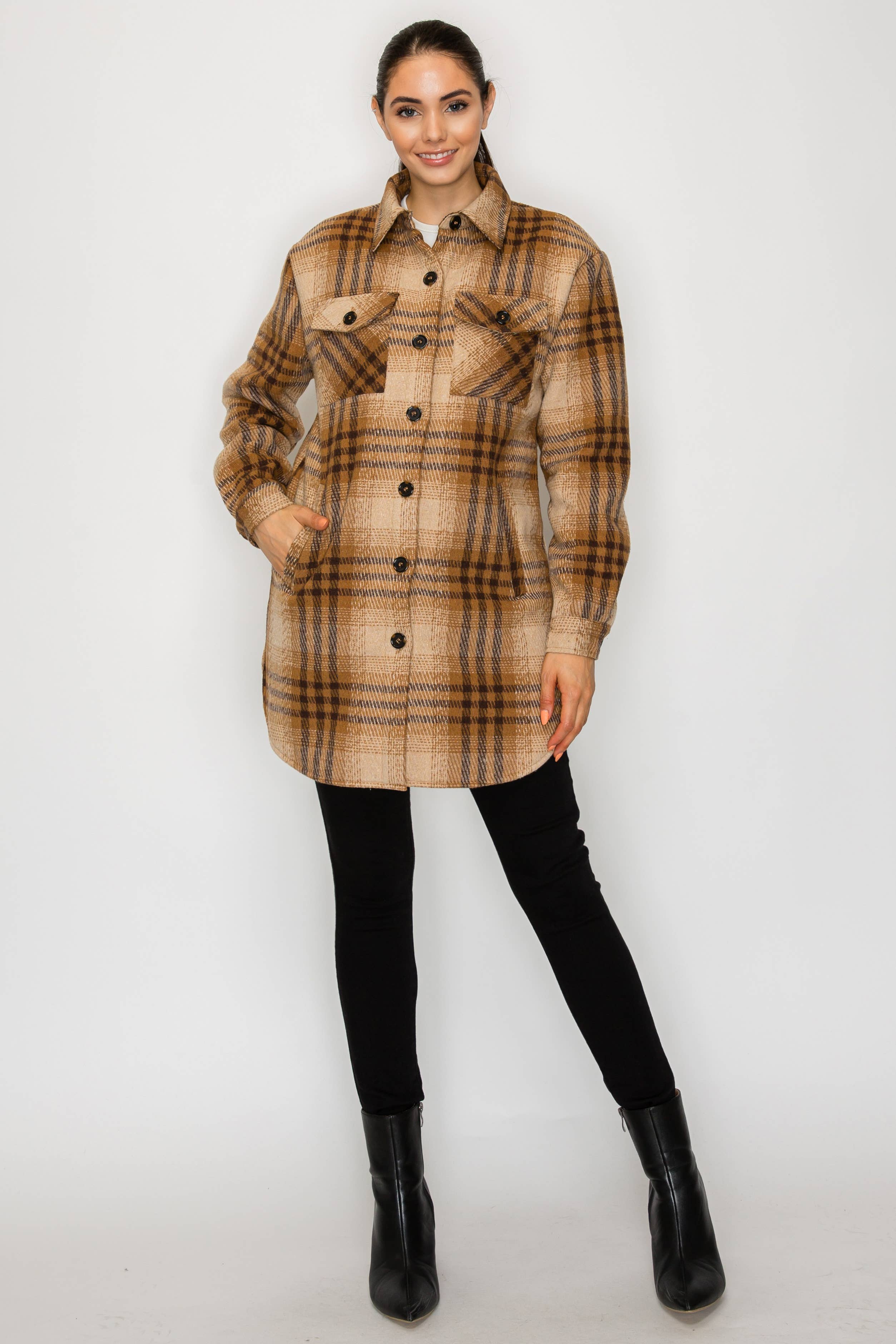 PATRONCITO USA INTERNATIONAL, INC - Wholesale Shirt Jacket/Shacket - Women's - Women Plaid Long Button Shirts Jackets (Shakets) LJ450-202534