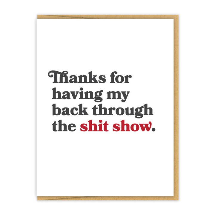 The shit show | Letterpress Thank You & Appreciation Card for wholesale by Spacepig Press