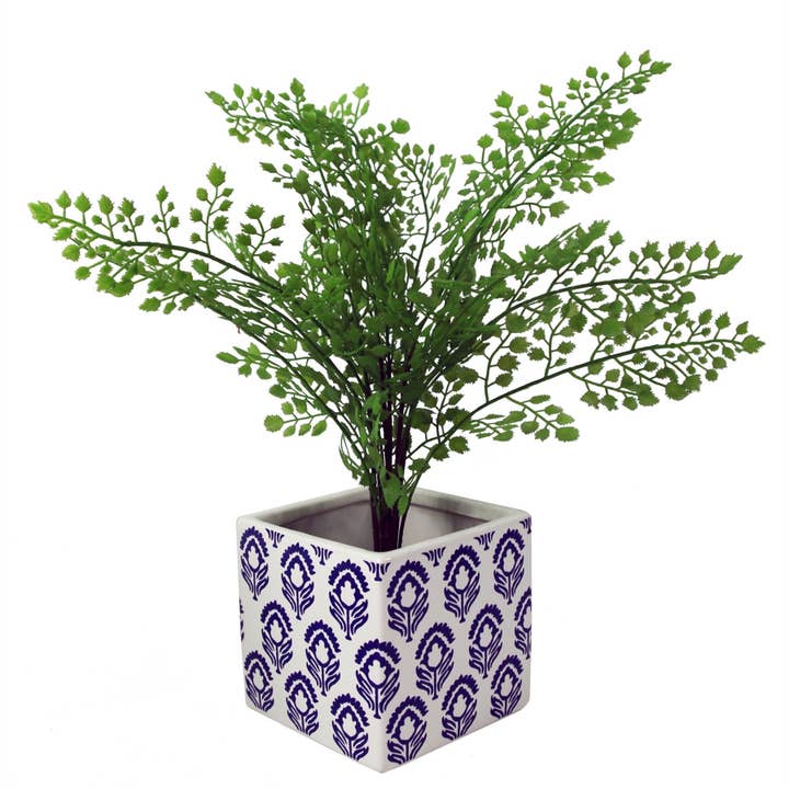 Leaf Design UK LTD - Venta al por mayor Macetas - Maceta de cerámica con estampado de tulipanes azules con estampado de cubos