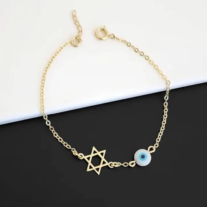 Koch La Ni Jewelry - Wholesale Charm/Dangle Bracelet - Dainty Star of David & Evil Eye Bracelet