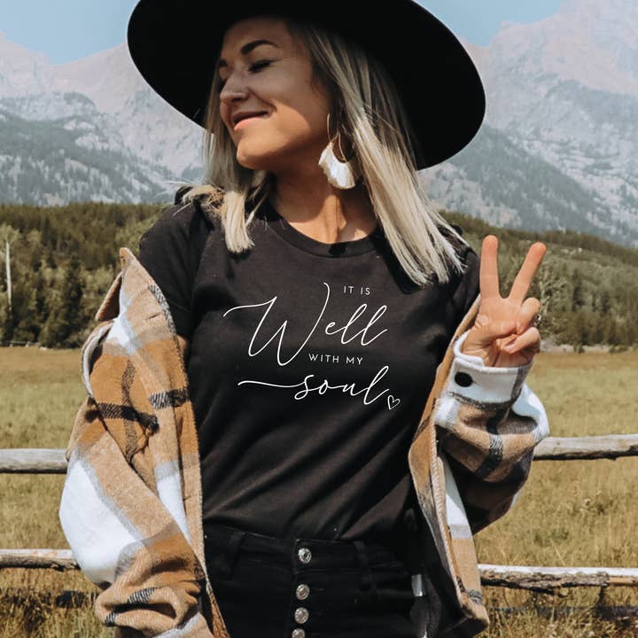 It Is Well With My Soul Christian Hymn Graphic Tee Shirt for wholesale by Faith & Life Christian Brands