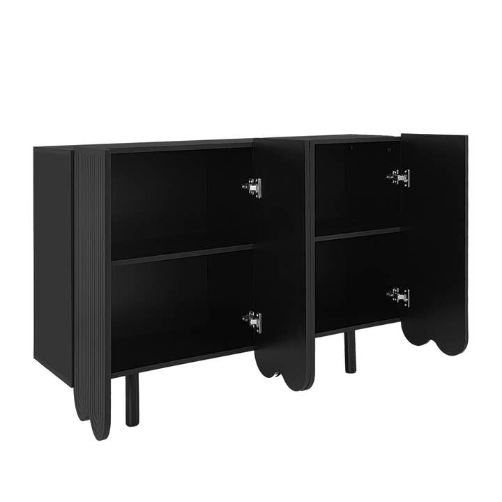 Urban Meuble - Wholesale Sideboard - Black buffet with 4 doors, pattern, and storage 120*37.5*80.8 cm EVRENS BLACK16