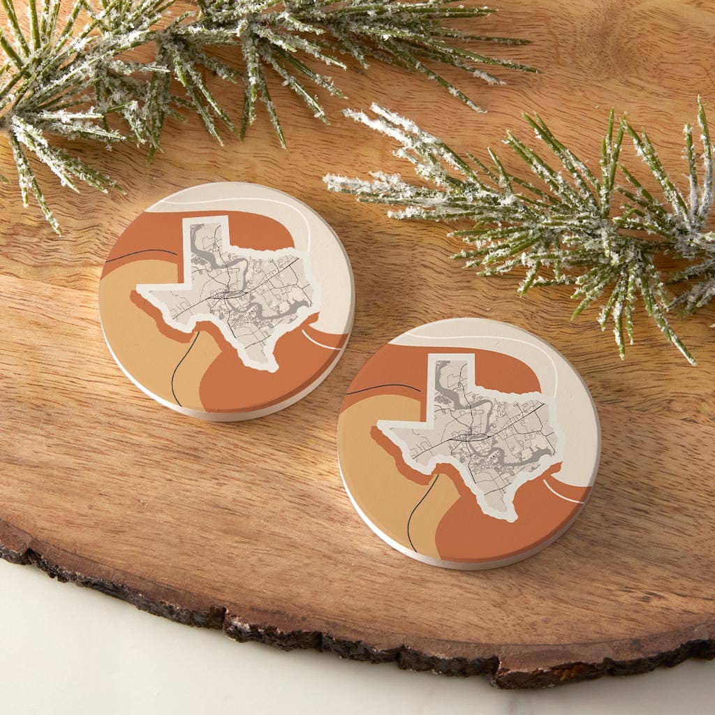 Love Local - Wholesale Car Coaster - Women's - Vintage Groove Fluid Orange Map Granbury Texas6
