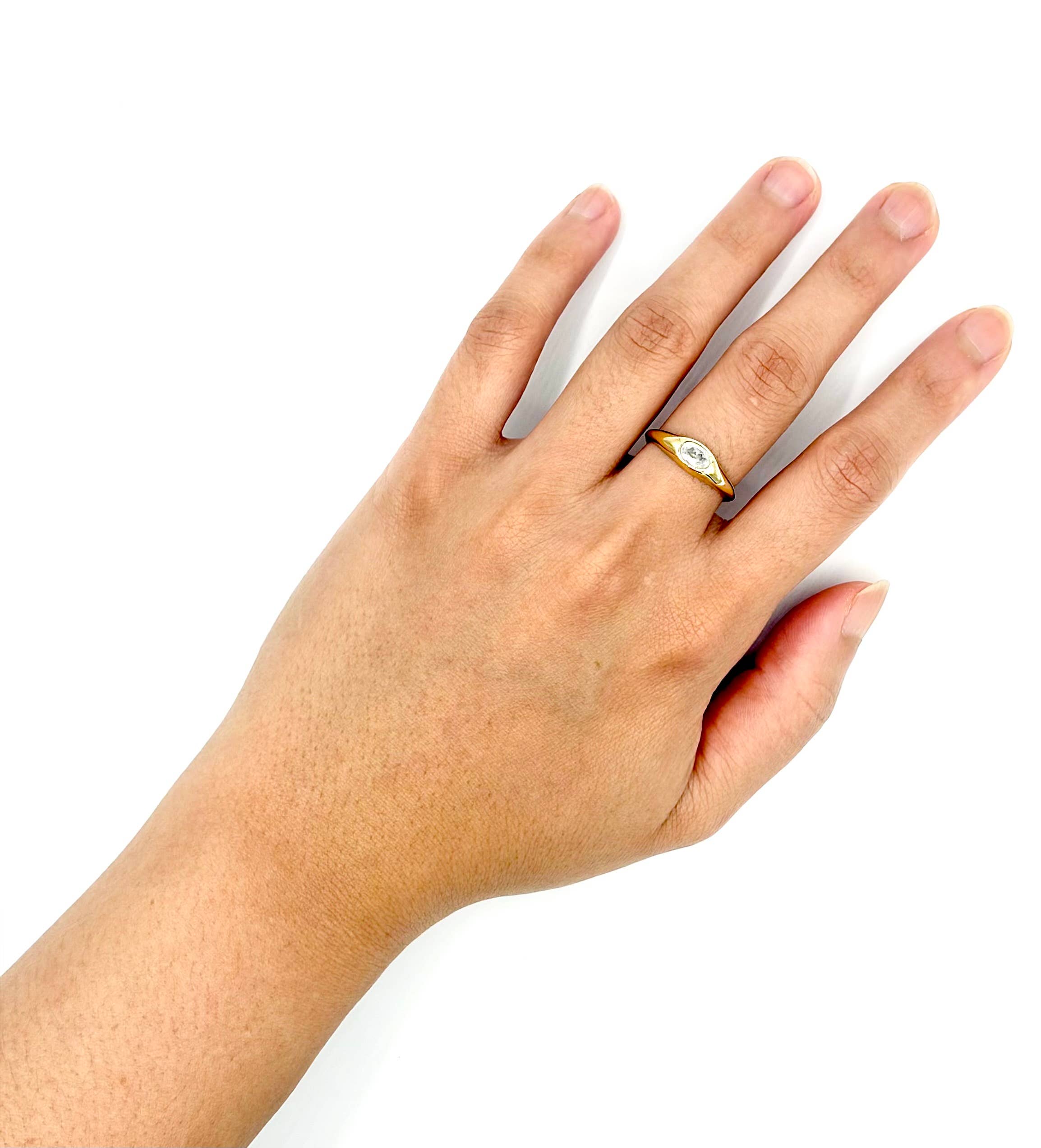 Baizaar - Wholesale Ring met een steen/solitaire ring - Eenvoudige Messing Maansteen Zegelring1