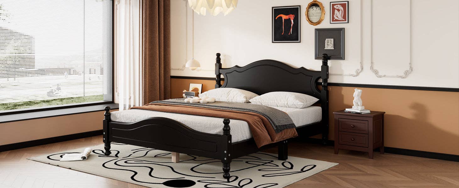 39F Inc. - Wholesale Bed - Queen/Full Size Wood Platform Bed Modern Renaissance style18