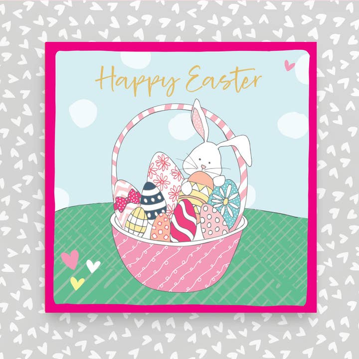 Happy Easter Greeting Card an Basket of Easter Eggs (OC36) for wholesale by Molly Mae Ltd