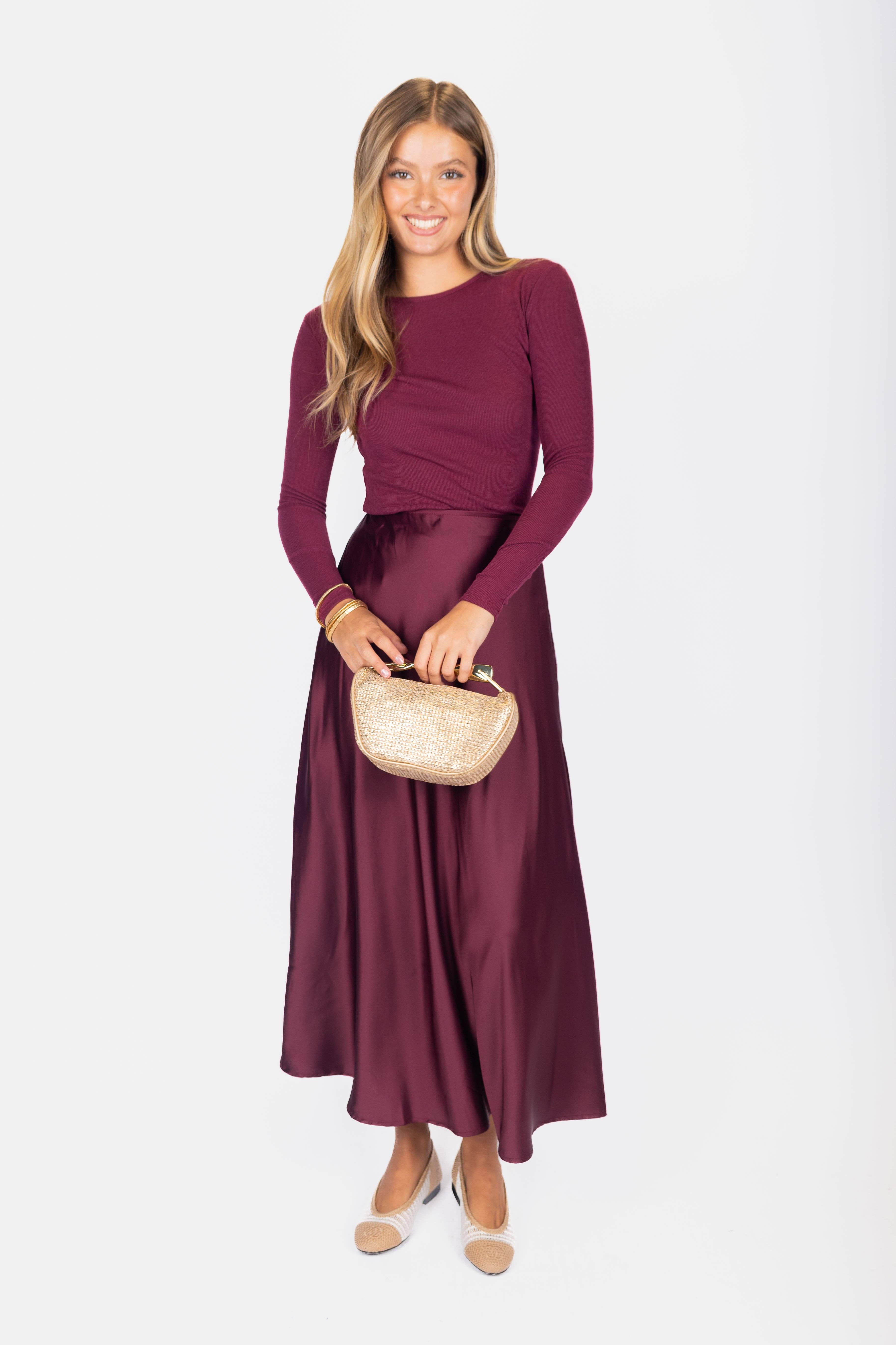 Yakira Bella - Wholesale Skirt - Women's - Lisa Skirt (Burgundy Solid)5