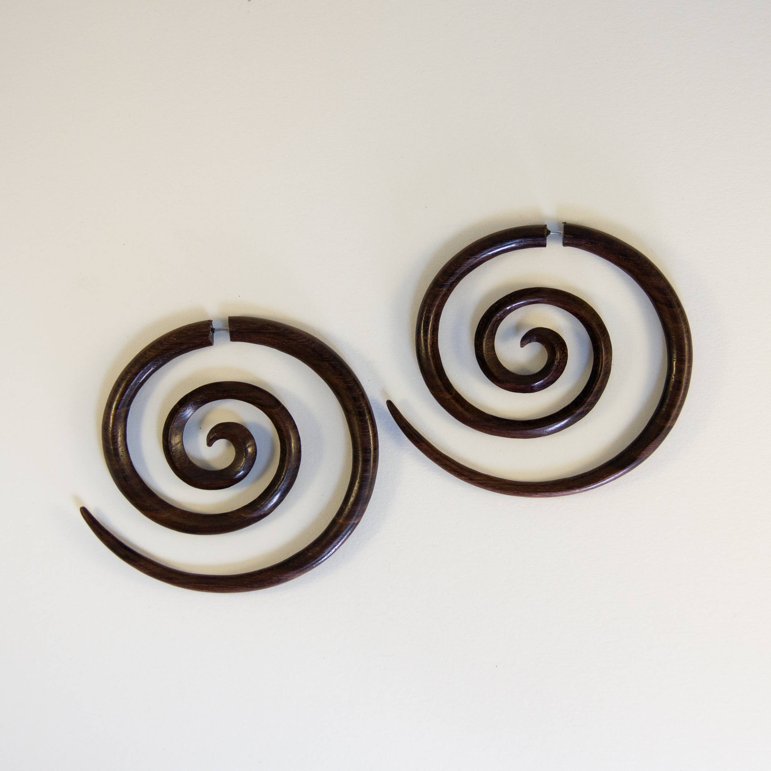 Ajmer by Jodi - Wholesale Dangle Earrings - Large Spiral Light Wood & Dark Wood Faux Gauges~ steel wires11