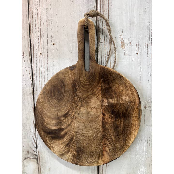Wholesale Home Decor - Venta al por mayor Bandejas/platos/boles decorativos - Tabla de cortar redonda de madera oscura, 16 x 12 x 0,5 pulgadas