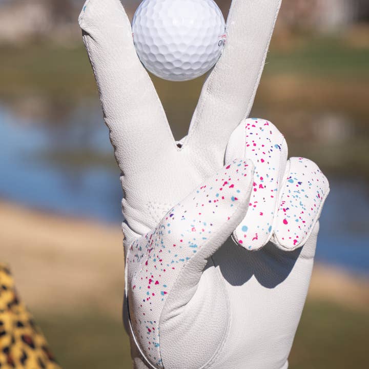 Shank It Golf - Vendita all'ingrosso Accessori sportivi - Guanto da golf con schizzi di vernice bianca3