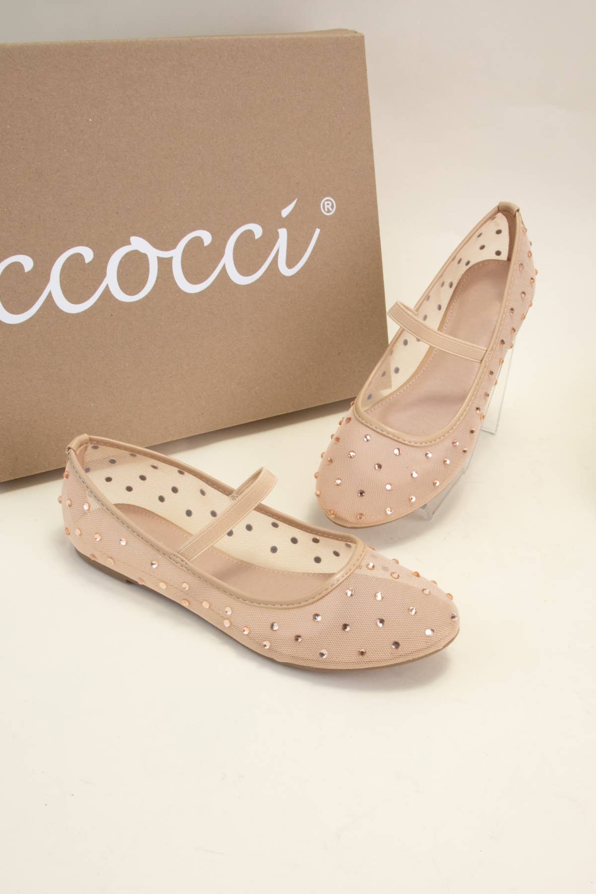 CCOCCI - Wholesale Flats - Women's - SF9787 RHINESTONE EMBELLISHED MESH MARY JANE FLATS1
