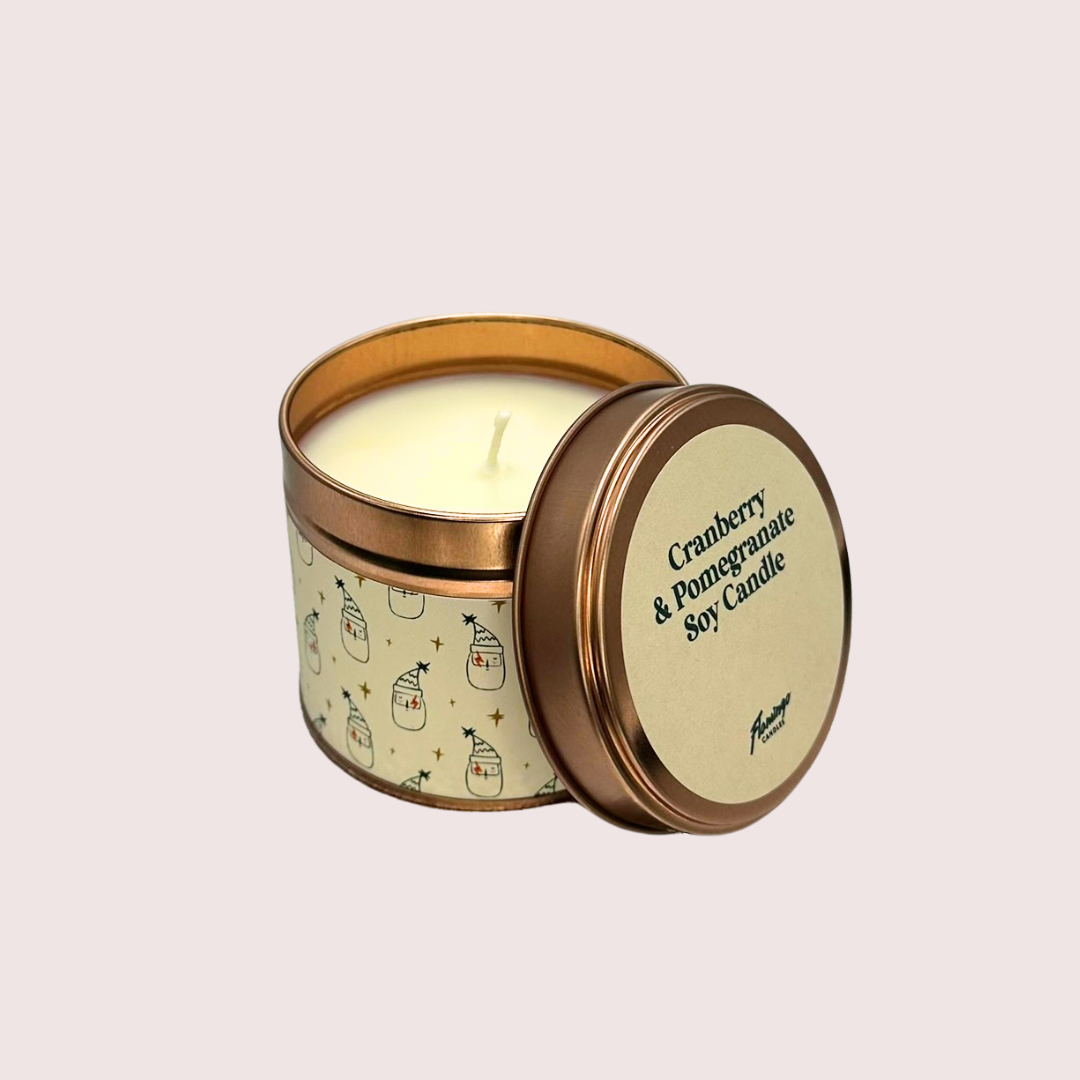 Flamingo Candles - Venta al por mayor Vela aromática de viaje - Vela en lata de arándano y granada Papá Noel0