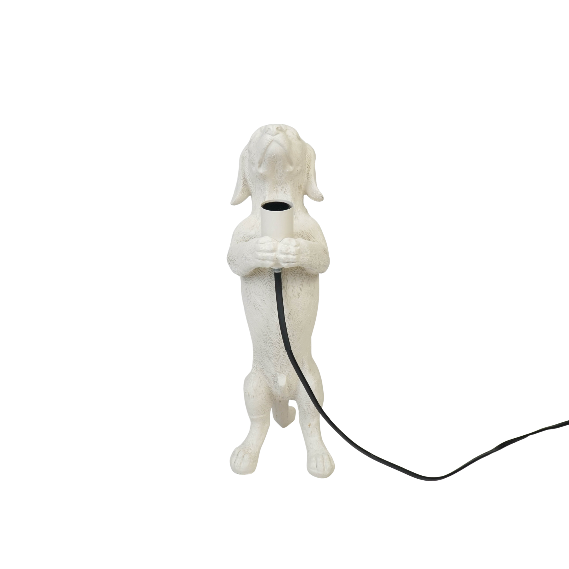 Housevitamin bv - Wholesale Figurine Lamp - Table Lamp - Dachshund Lamp - Polyresin - Cream White - E14 - 10x15x38cm4