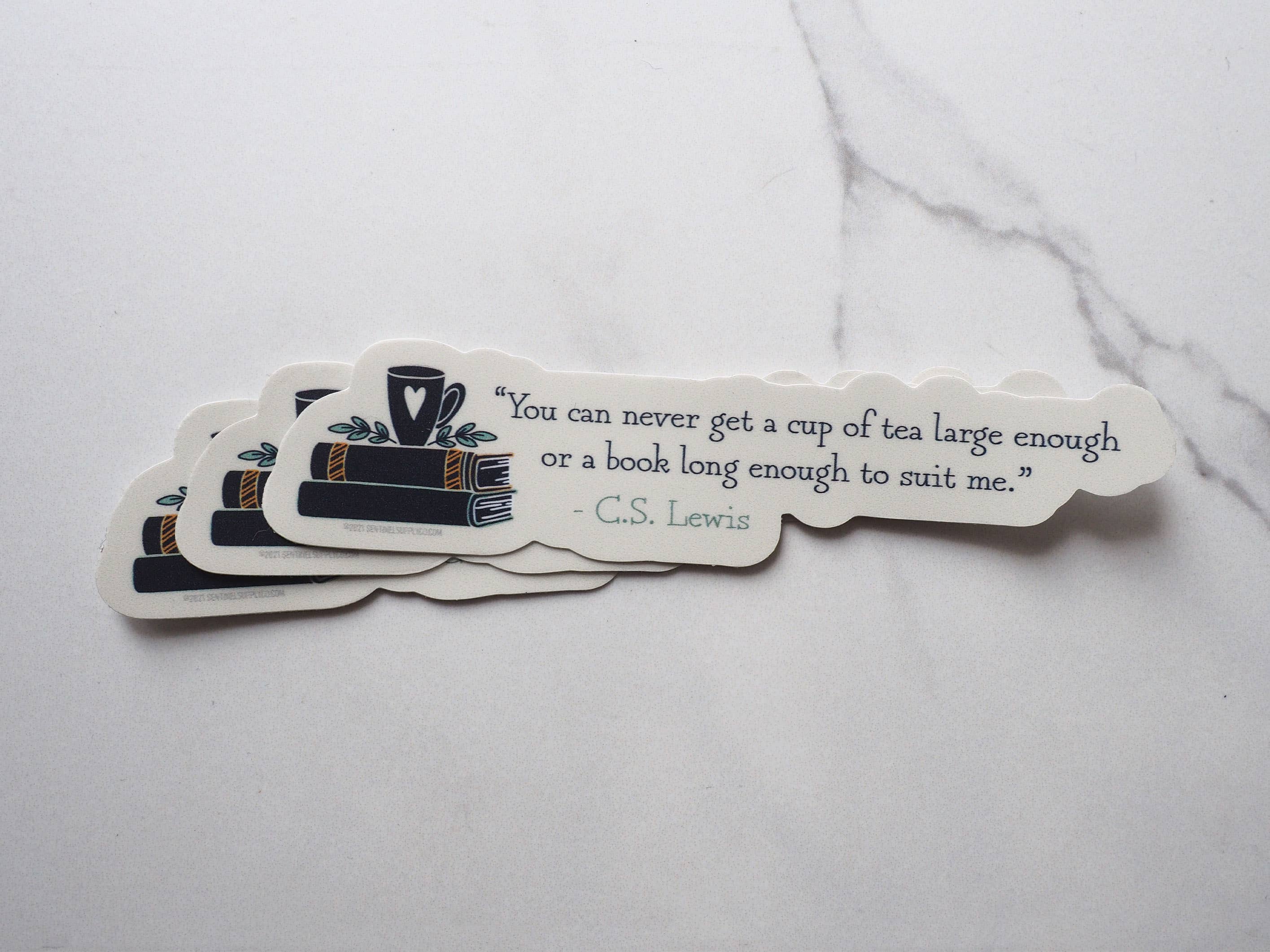 Sentinel Supply - Wholesale Sticker - Tea & Books CS Lewis Quote Sticker2