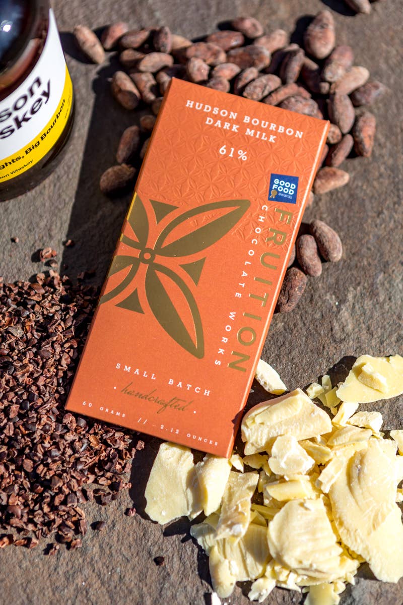 Fruition Chocolate Works - Wholesale Chocolate Bar - Hudson Valley Bourbon Dark Milk 61%1