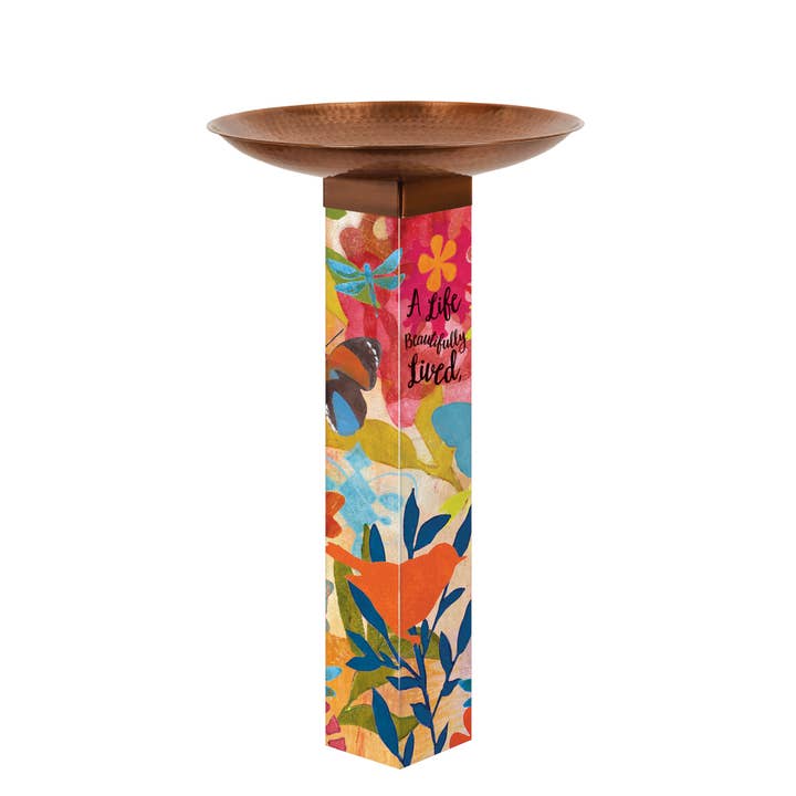 Studio M - Wholesale Bird Bath - Sentimental Journey Bird Bath Art Pole (Stainless Steel Top)