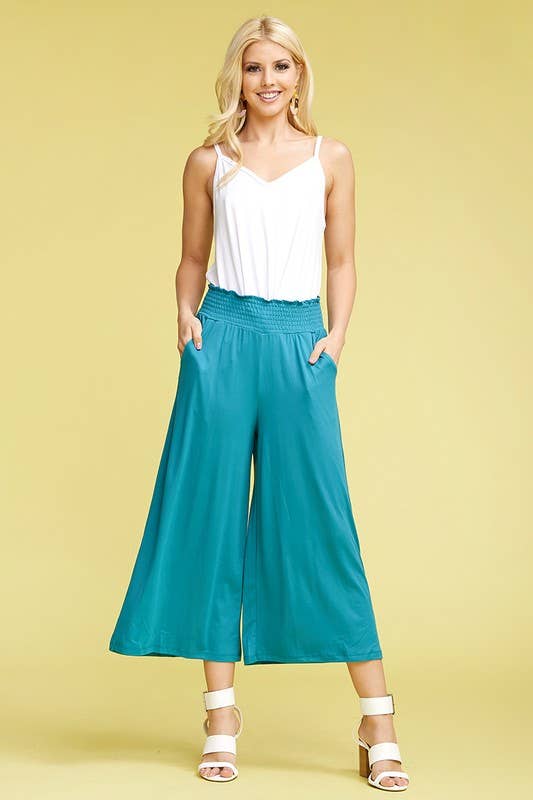 NINEXIS - Wholesale Pants - Women's - CWBLP418_SMOCKED WAIST BEND GAUCHO PANTS3